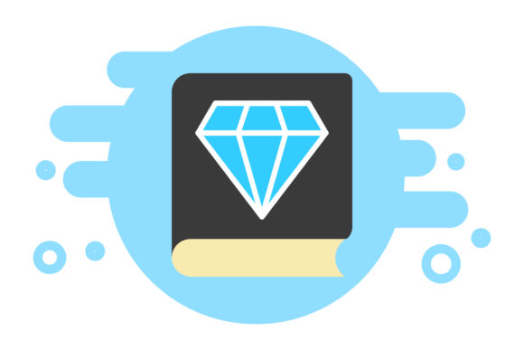 Book Icon Art Blue Diamond Design Vector Review