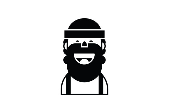 Character Bearded Man Black Fill Style: A Bold Graphic for Local Business Branding