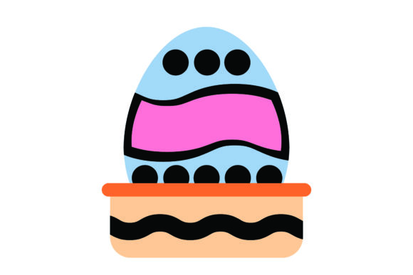 Easter Icon Bowl Egg Blue Design Vector: A Fresh Take on Spring Embroidery