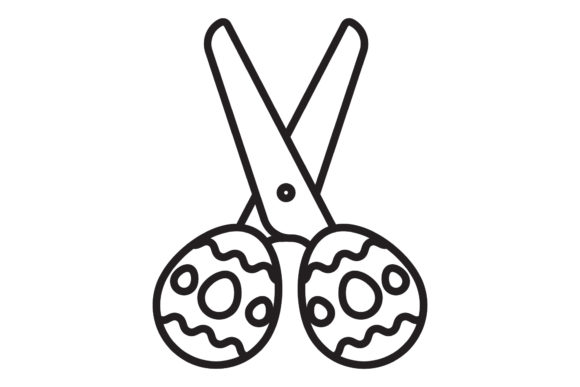 Easter Icon Egg Scissor Black Line Art: A Versatile Graphic Design Freebie