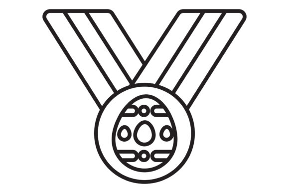 Easter Icon Medal Black Line Design Art: A Versatile Graphic for Editorial and Web Publishing
