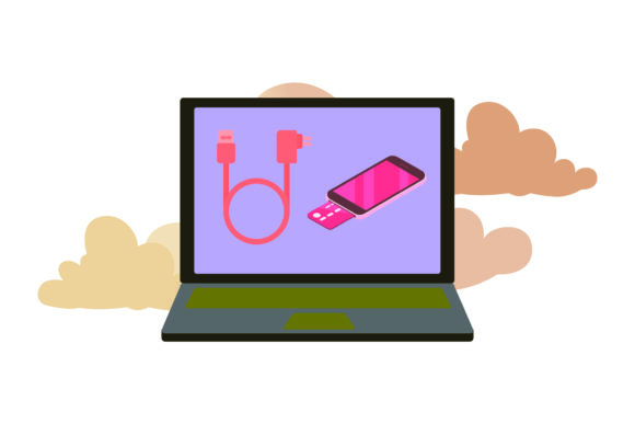 Flat Icon Laptop Charger Pink: A Modern Design Asset for Content Creators