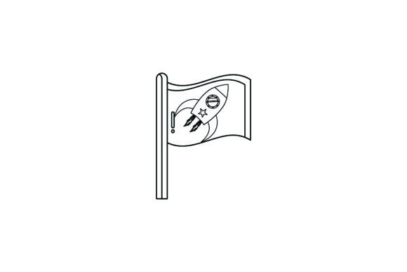 Flat Illustration Space Flag Funny