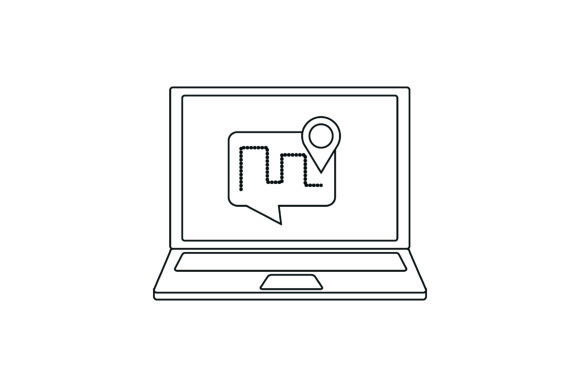 Flat Laptop Icon Map Coloring Page: A Versatile Graphic Design Freebie for Local Business Branding