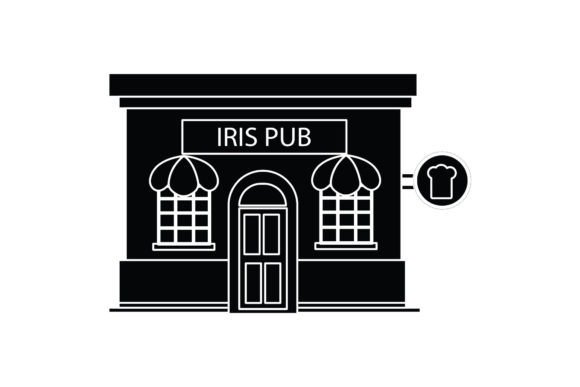 Icon Building Pub Black Fill Style: A Freebie with Professional Graphic Potential