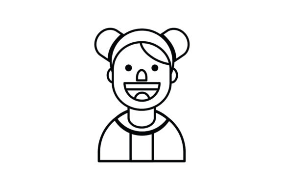 Icon Character Girl Outline Style: A Graphic Design Asset for Local Business Branding