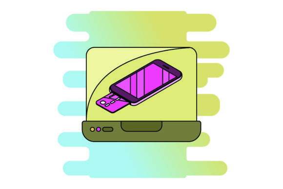 Icon Flat Laptop Card Color Outline: A Freebie Graphic for Handmade & Print Projects