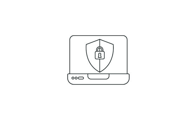 Icon Flat Laptop Security Coloring Page: A Freebie Graphic for Handmade Creations