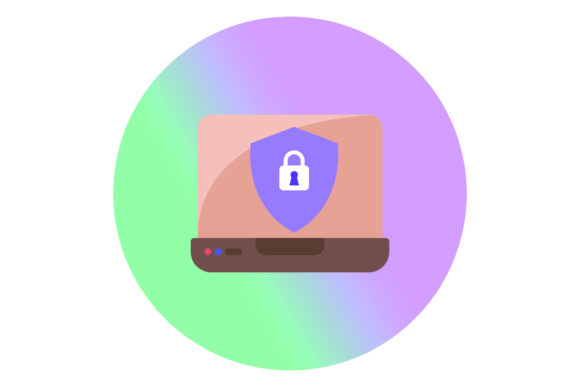 Icon Flat Laptop Security for Embroidery Projects
