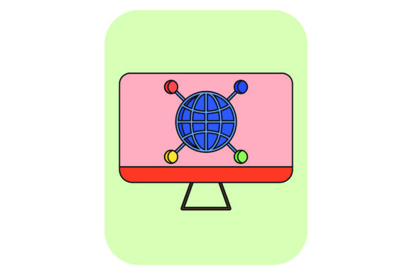 Laptop Icon Network Color Outline – A Versatile Graphics Freebie for Creative Projects