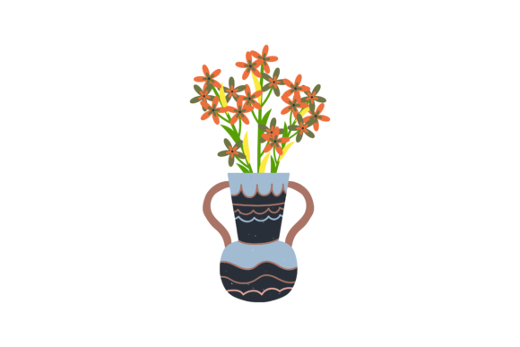 Plants in Vase for House Interior – A Graphic Asset for Crafting and Branding
