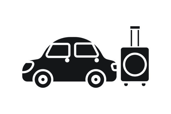 Travel Icon Car Suitcase Black Filled: A Versatile Graphic for Digital Sellers