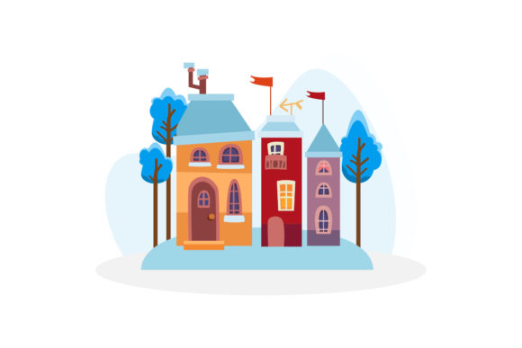 Winter Christmas Small House Graphics for Real-World Crafting